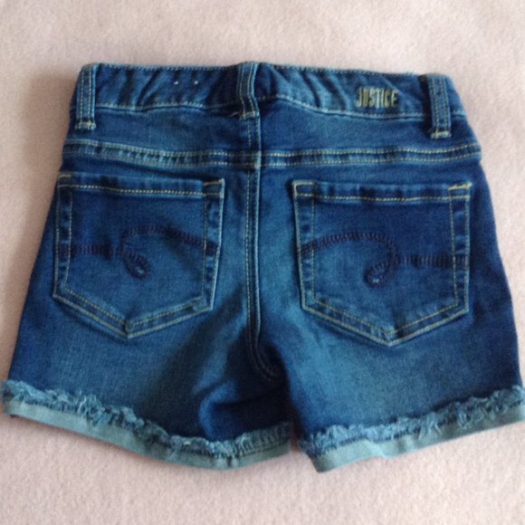 Justice Girls Denim Jean Shorts, Sz. 8 - Picture 8 of 9